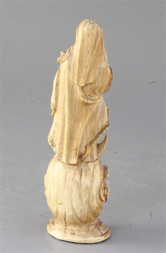 An Indo-Portuguese ivory figure of Mary, Our Lady of the Conception, Goa, late 17th/early18th century, height 8in.